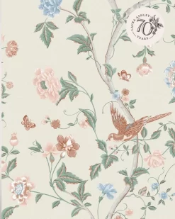 Summer Palace Sage And Apricot Wallpaper