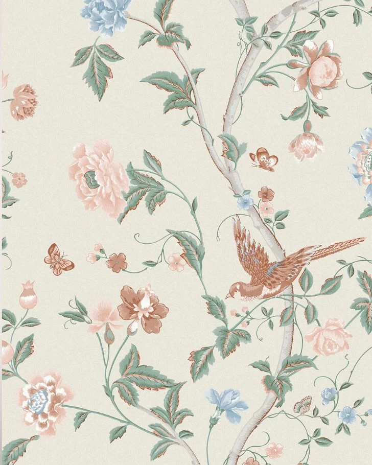 Summer Palace Sage And Apricot Wallpaper Sample
