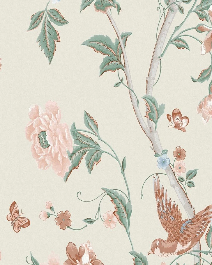 Summer Palace Sage And Apricot Wallpaper Sample - Image 4