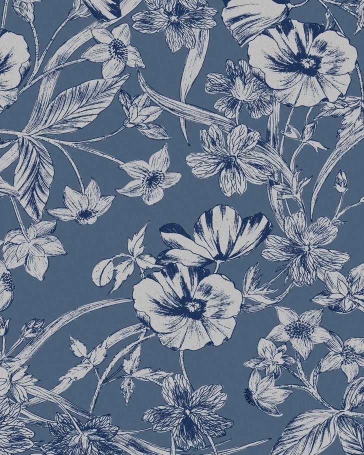 Summerhill Midnight Blue Wallpaper Sample