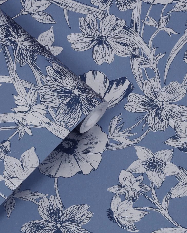 Summerhill Midnight Blue Wallpaper Sample - Image 3