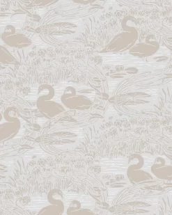 Swans Dove Grey Wallpaper Sample