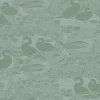 Swans Jade Green Wallpaper Sample