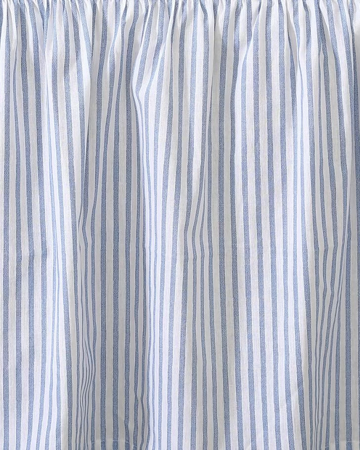 Ticking Stripe Blue Ruffled Bed Skirt - Image 3
