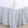 Ticking Stripe Blue Ruffled Bed Skirt