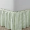 Ticking Stripe Green Ruffled Bed Skirt
