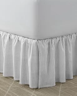Ticking Stripe Grey Ruffled Bed Skirt