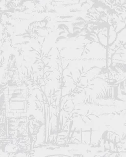 Toile De Jouy Sugared Grey Wallpaper