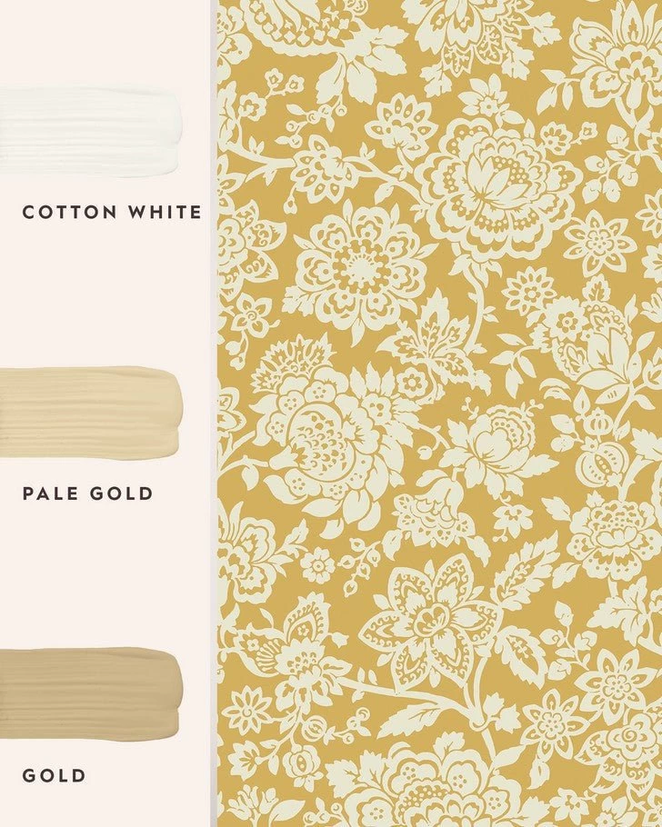 Trailing Laurissa Pale Ochre Yellow Wallpaper Sample - Image 5