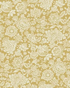 Trailing Laurissa Pale Ochre Yellow Wallpaper Sample