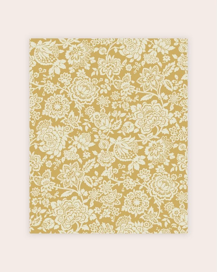Trailing Laurissa Pale Ochre Yellow Wallpaper Sample - Image 2