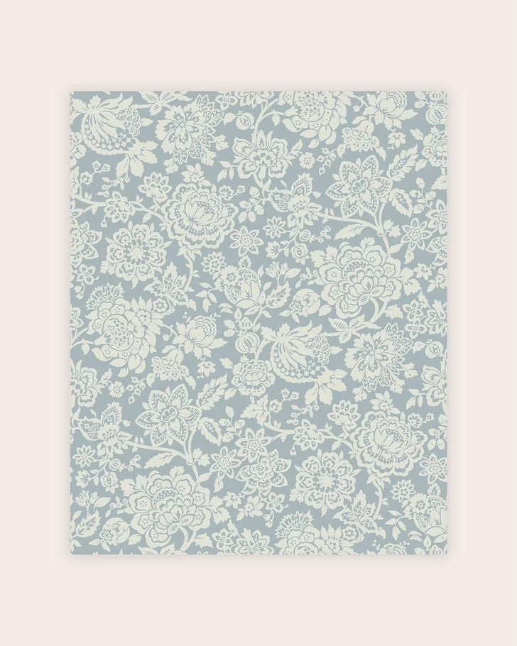 Trailing Laurissa Pale Seaspray Blue Wallpaper Sample - Image 2