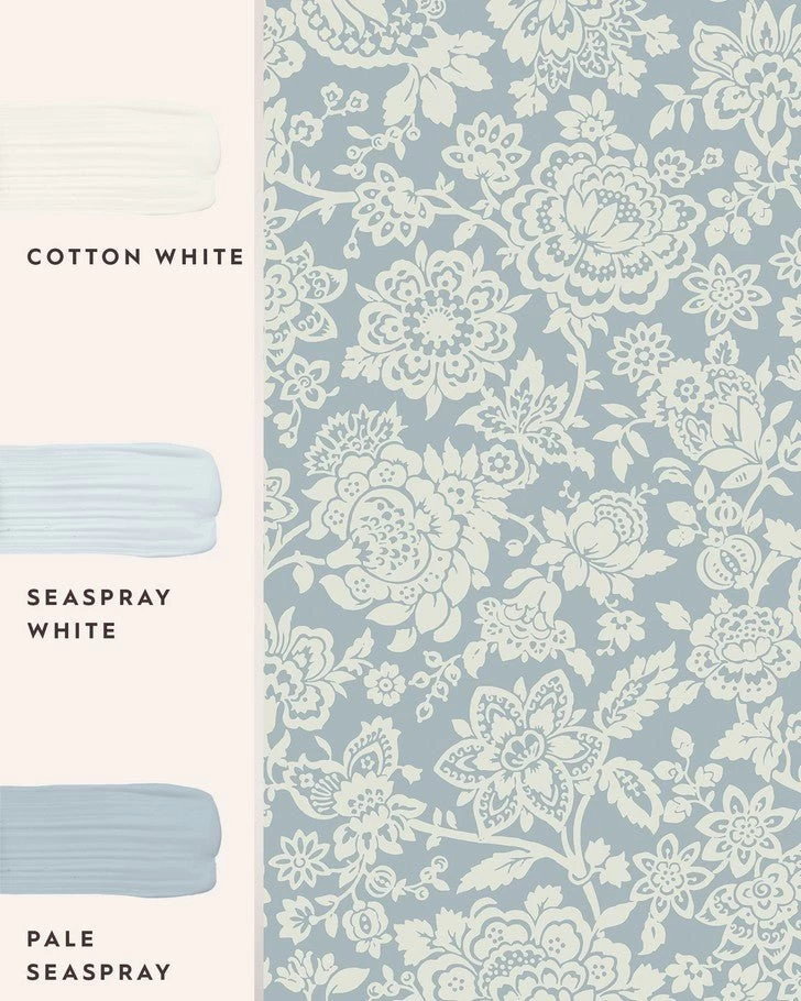 Trailing Laurissa Pale Seaspray Blue Wallpaper Sample - Image 4
