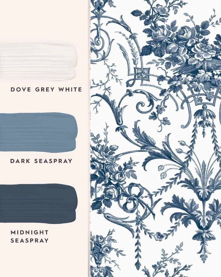 Tuileries Midnight Blue Wallpaper Sample - Image 3