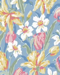 Tulips China Blue Wallpaper