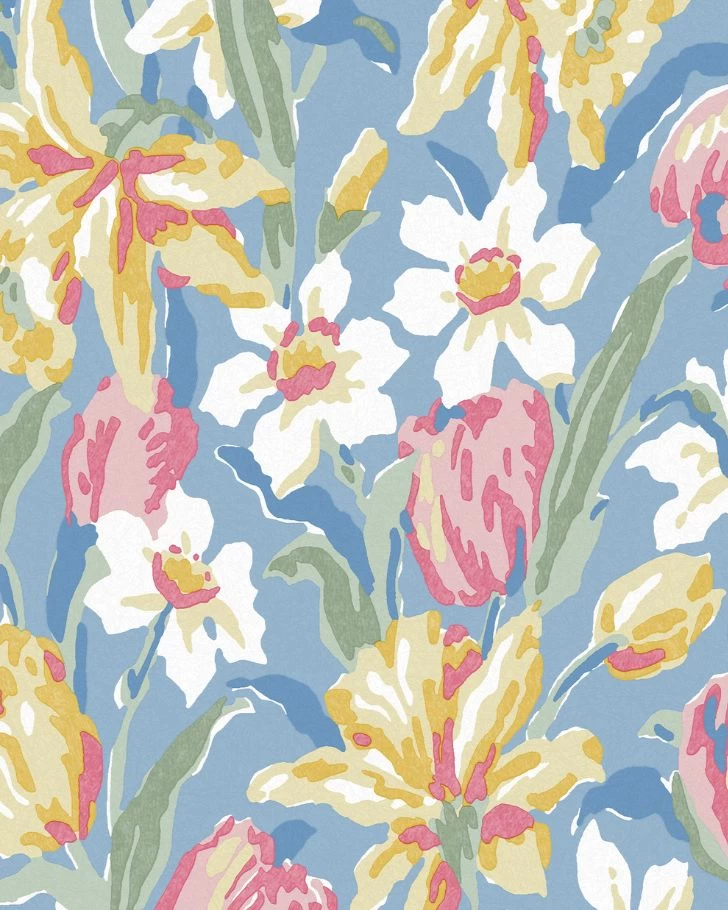 Tulips China Blue Wallpaper