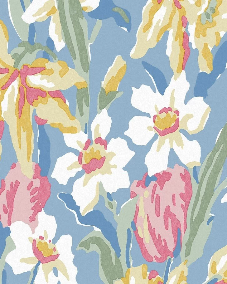 Tulips China Blue Wallpaper - Image 4