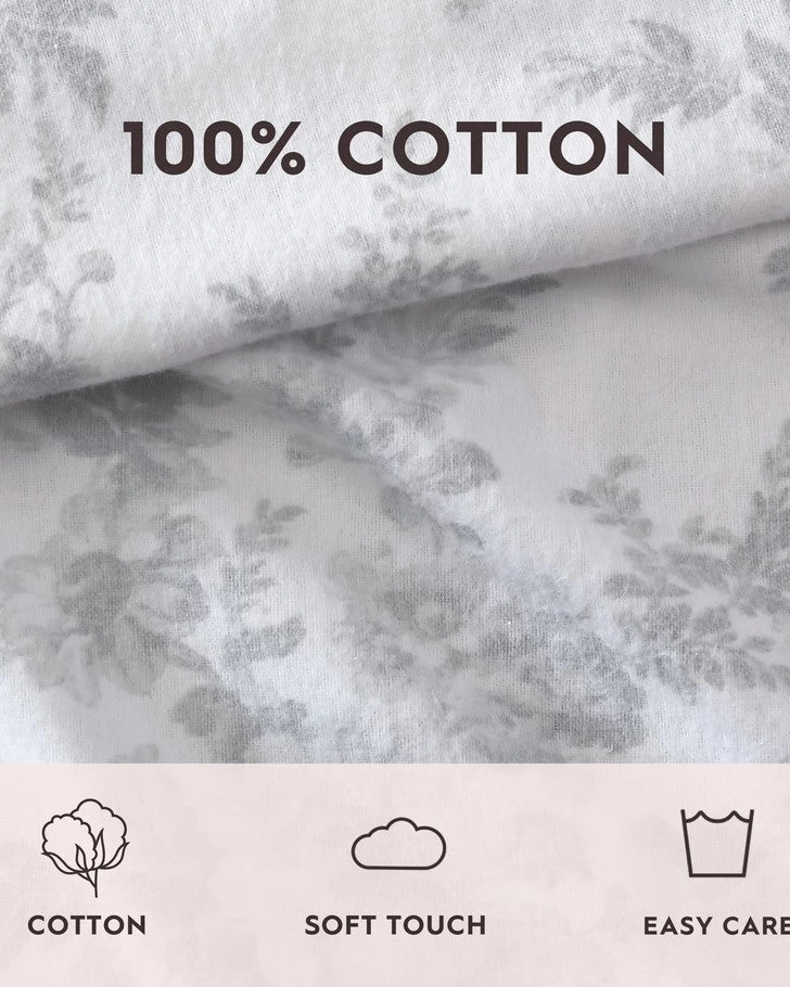 Vanessa Grey Cotton Flannel Sheet Set - Image 7