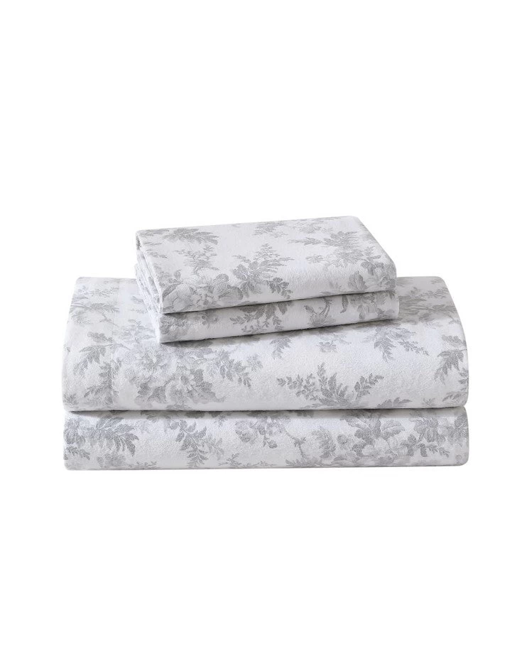 Vanessa Grey Cotton Flannel Sheet Set