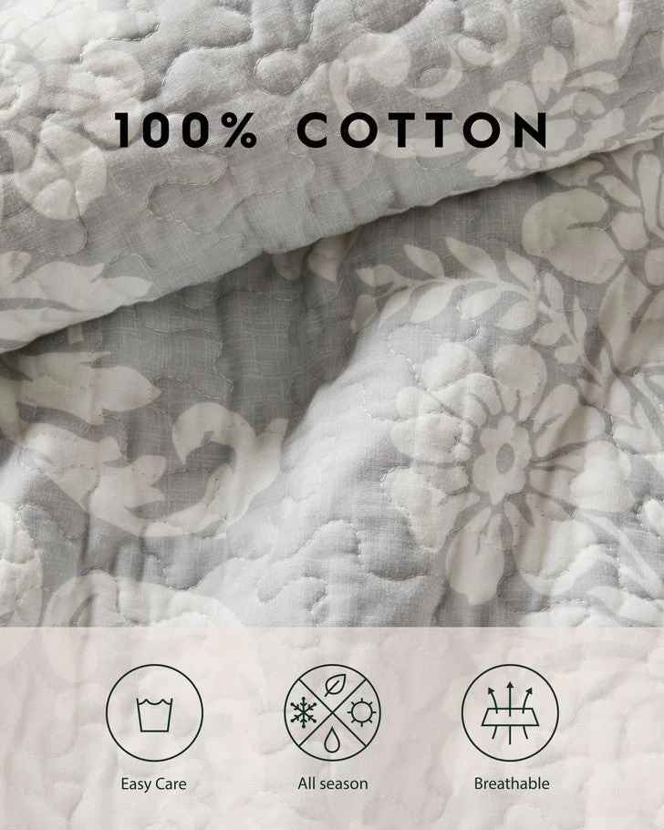Venetia Grey Reversible Quilt Bonus Set - Image 8