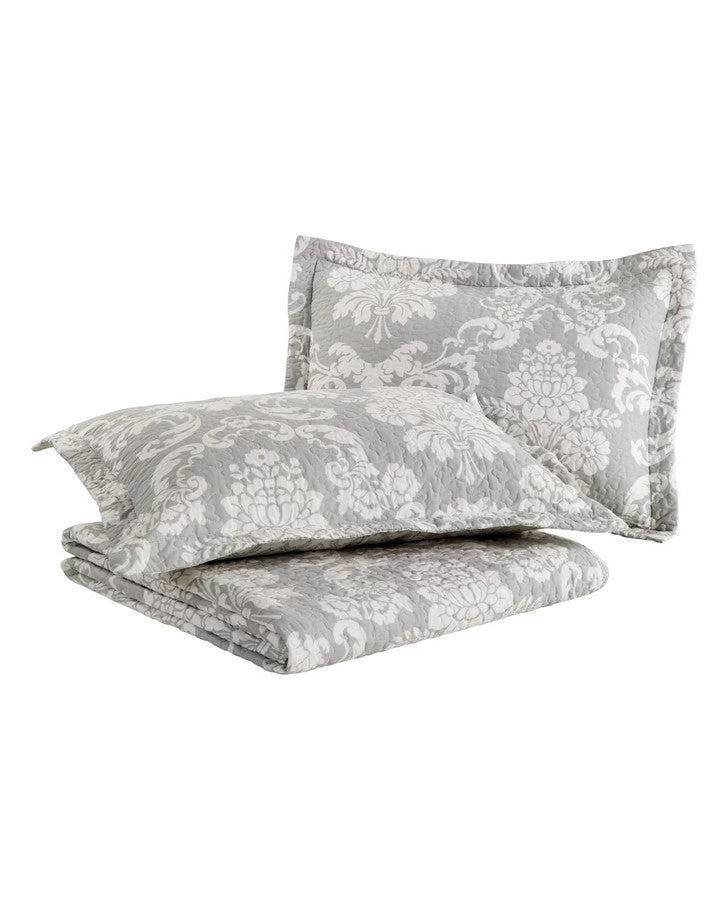 Venetia Grey Reversible Quilt Bonus Set - Image 9