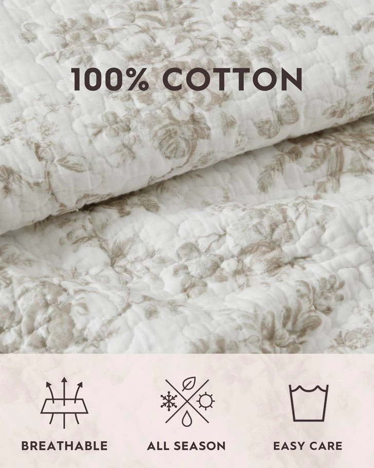 Walled Garden Mocha Reversible Quilt Set - Image 11
