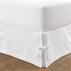 White Tailored Bedskirt With Corner Ties