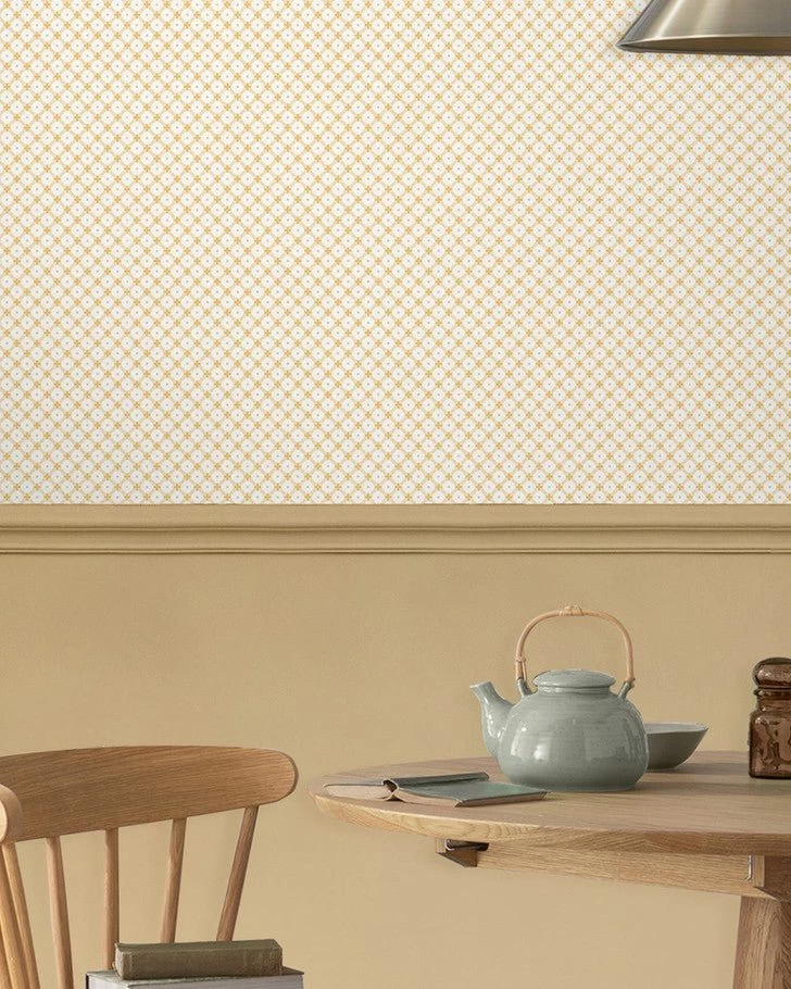 Wickerwork Pale Ochre Yellow Wallpaper - Image 2