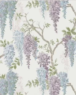 Wisteria Garden Pale Iris Wallpaper